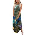 thumbnail image 1 of Robes d'Été pour Femmes 2023, Robe Longue Décontractée Imprimée Sans Manches, Robe de Plage, Robe Midi pour Invité de Mariage en Solde, 1 of 6