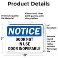 thumbnail image 2 of (2 Pack) Door Not In Use Door Inoperable OSHA Notice Sign 10 Inch X 7 Inch Vinyl Label Decal Sticker Weather Resistant, UV Protected for Workplace, Business, and Construction Site, Made, 2 of 7