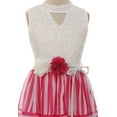 thumbnail image 2 of Little Girls Sleeveless Lace Bodice Stripe Chiffon Easter Flower Girl Dress USA Hot Pink 4 (2J1K1S1), 2 of 4