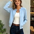 thumbnail image 6 of Zpanxa Fleece Jacket Women Zip Up Crew Neck Jacket Ribbed Raglan Long Sleeve Solid Color Lightweight Casual Comfortable Everyday Outerwear, 6 of 8
