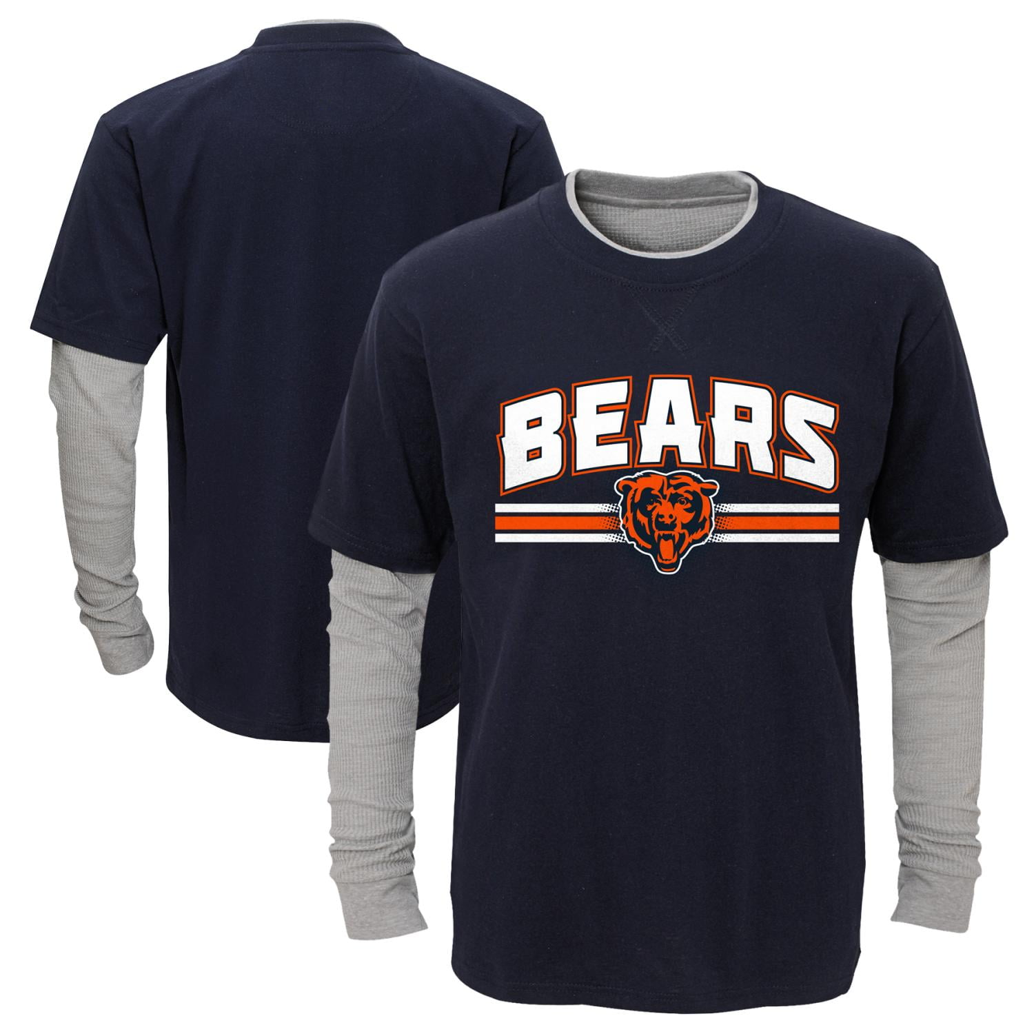 Chicago Bears Youth NFL "Bleachers" L S Faux Layer Thermal Shirt by Outerstuff