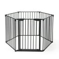 thumbnail image 1 of Jaxpety Fireplace Fence Safety Fence 6 Panel Hearth Gate Pet Gate Guard Metal Plastic Screen, Black, 1 of 10
