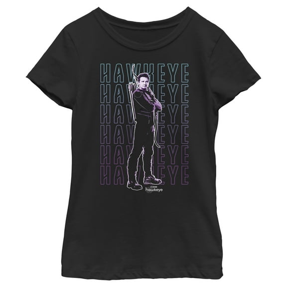 Girl's Marvel Hawkeye Name Stack Graphic Tee Black X Large