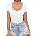 thumbnail image 1 of Xishao - Camiseta de manga corta con cuello redondo para mujer, A01 Blanco, XXL Xishao ropa, 1 of 2