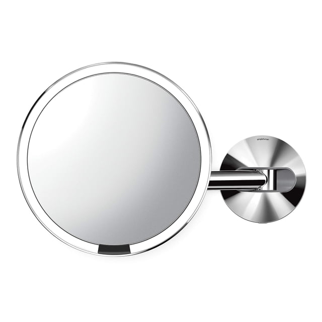 Espejo de maquillaje simplehuman, soporte de pared con 8 sensores, aumento 5X
