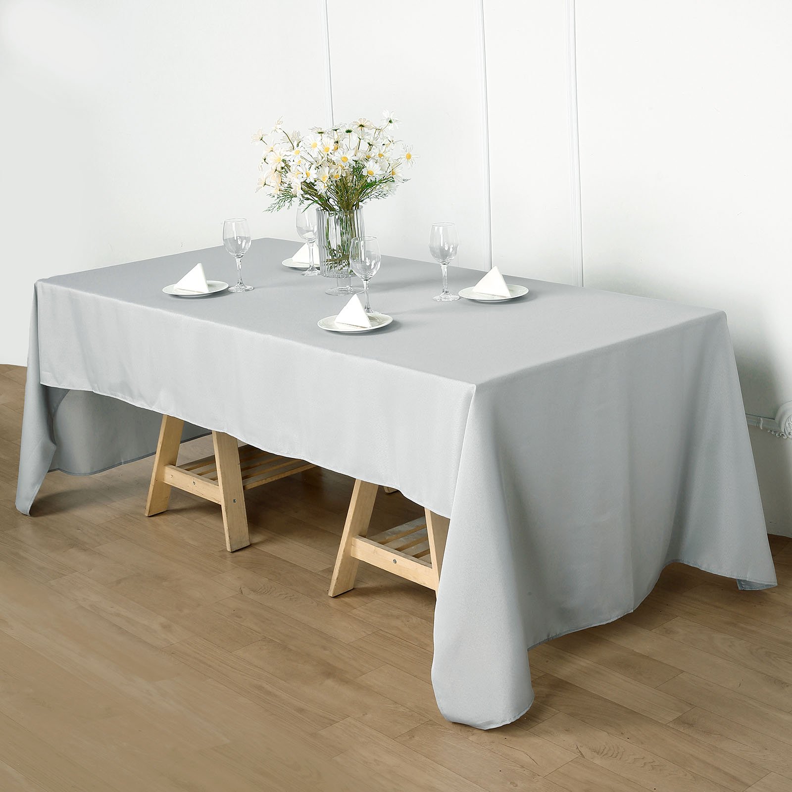 Efavormart 60x102" SILVER Wholesale Linens Rectangle Polyester