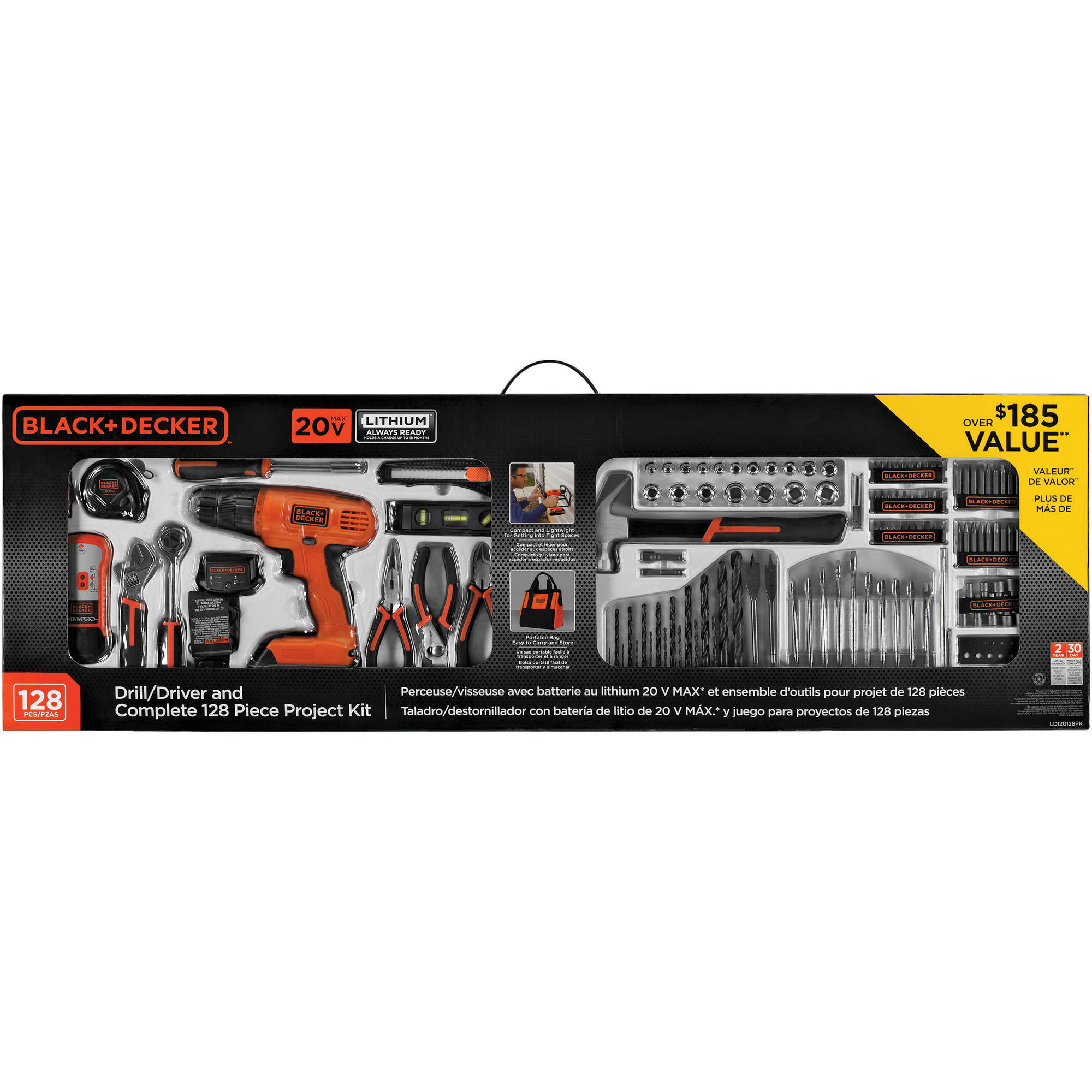 Black & Decker BDCD120VA 20V Lithium Drill/Driver Project Kit - Buy Online  - 51659767