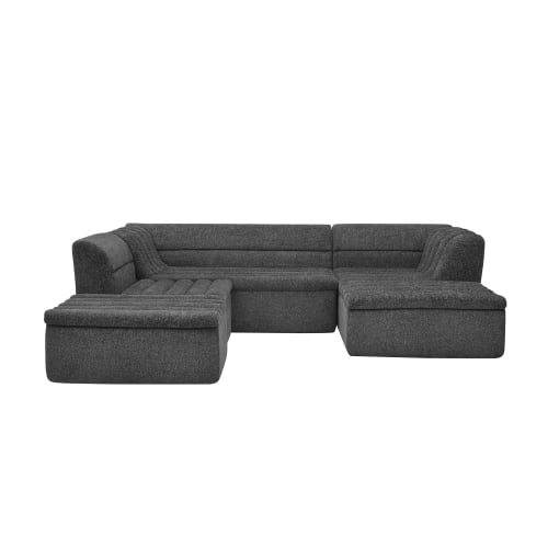 EPOWP 135'' Cloud Sectional Boneless Couches for Living Room, Modular Sectional Sofa with Deep Seat and Movable Ottoman, Memory Foam Compressed Spineless 5 Seater Sofa for Bedroom Apartment