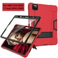 thumbnail image 4 of Case for iPad Pro 12.9 Inch 2021/2020/2018, Kickstand Shockproof Kids Proof Case Heavy Duty High Impact Resistant Hybrid Three Layer Rugged Defender Full Body Protection Case, Red+Black, 4 of 5