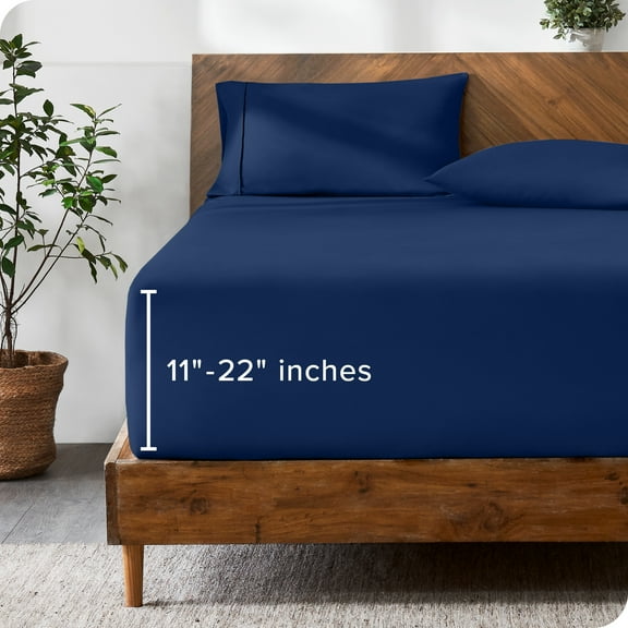 Bare Home Sábana Ajustable Bolsillo Extra Profundo de 22, Colección Premium 1800, Tamaño King, Azul Oscuro