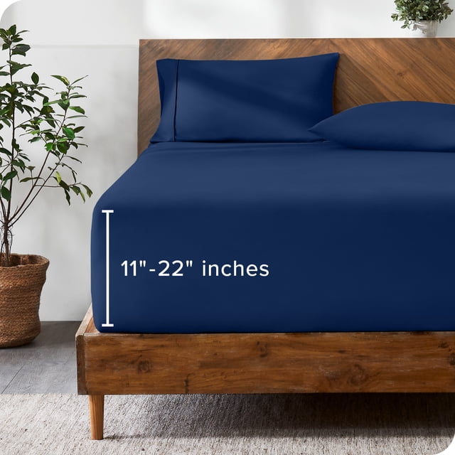 Bare Home Sábana Ajustable Bolsillo Extra Profundo de 22, Colección Premium 1800, Tamaño King, Azul Oscuro