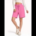 thumbnail image 4 of Pantalones Cortos Holgados con Bolsillos para Mujer, Hasta la Rodilla, para Yoga, Caminar, Hacer Ejercicio, Informales Rosa L, 4 of 7