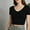 Black, variant on Women's Fashion Rayon Ribbed Slim Fit V Neck Short Sleeved All Base Top Womens Solid Tees Summer Tops for Women Casual Burnout Tee Shirts Casual T Shirt Top Juniors Active Shirts Medium Short Athletic