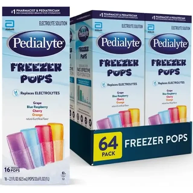 Pedialyte Popsicles Électrolytiques - Assortiment pour Adultes et Enfants - 16 x 62,5 ml