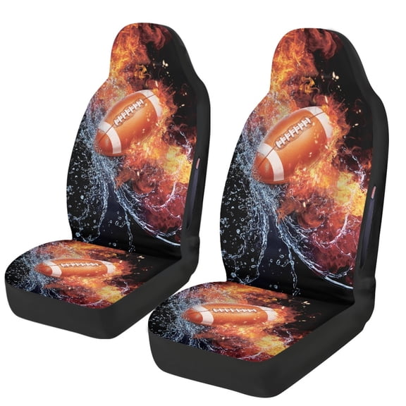 POLERO Fire Water Rugby Front Seat Covers for Automobile, Washable Waterproof Polyester Fabric Seat Protectors Set of 2 for Sedan and Van