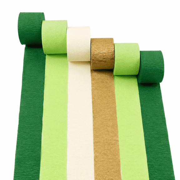Paper Streamers, Enchanting Green Crepe Perfect for Boho Weddings, Birthdays, and Showers, 6 Rolls
