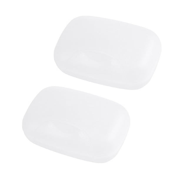 2 jaboneras transparentes con doble agujero y hebilla, soporte portátil para el hogar, jabonera, contenedor para baño, camping, gimnasio, tamaño grande (blanco)