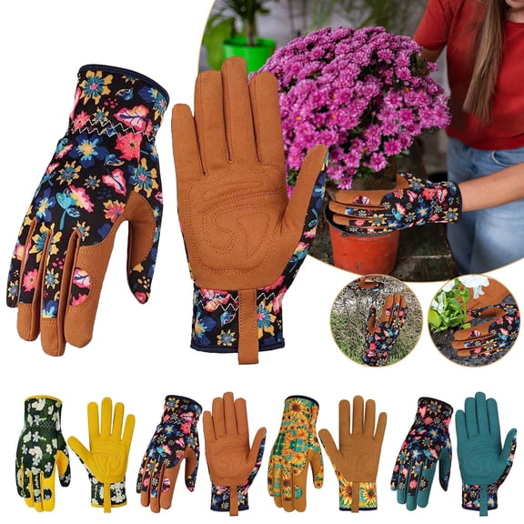 SeekLGT Gardening Gloves for Women Thorn Proof Leather Garden Gloves Breathable Wear Resistant Protective Working Gloves for Weeding