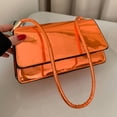 thumbnail image 4 of Bolso vagabundo para mujer PU con brillo láser en las axilas con solapa para regalo de cumpleaños (naranja), 4 of 9