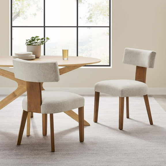 Nalani Dining Chairs - Set of 2 in Heathered Weave Ivory Deep Brown