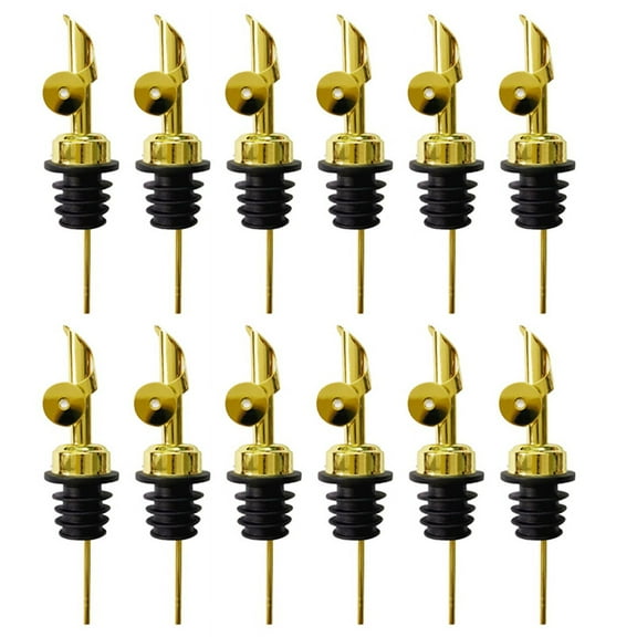 12PCS Stainless Steel Liquor Bottle Pourers, Auto Flip Olive Oil Spou Alcohol for About 3/4Inch Bottle Mouth Gold