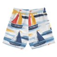 thumbnail image 7 of FORMRS Boys Swim Trunks Quick Dry Mesh Liner Boardshorts Sizes XS-XL, Orange Hand Drawn Sailboats, 7 of 7