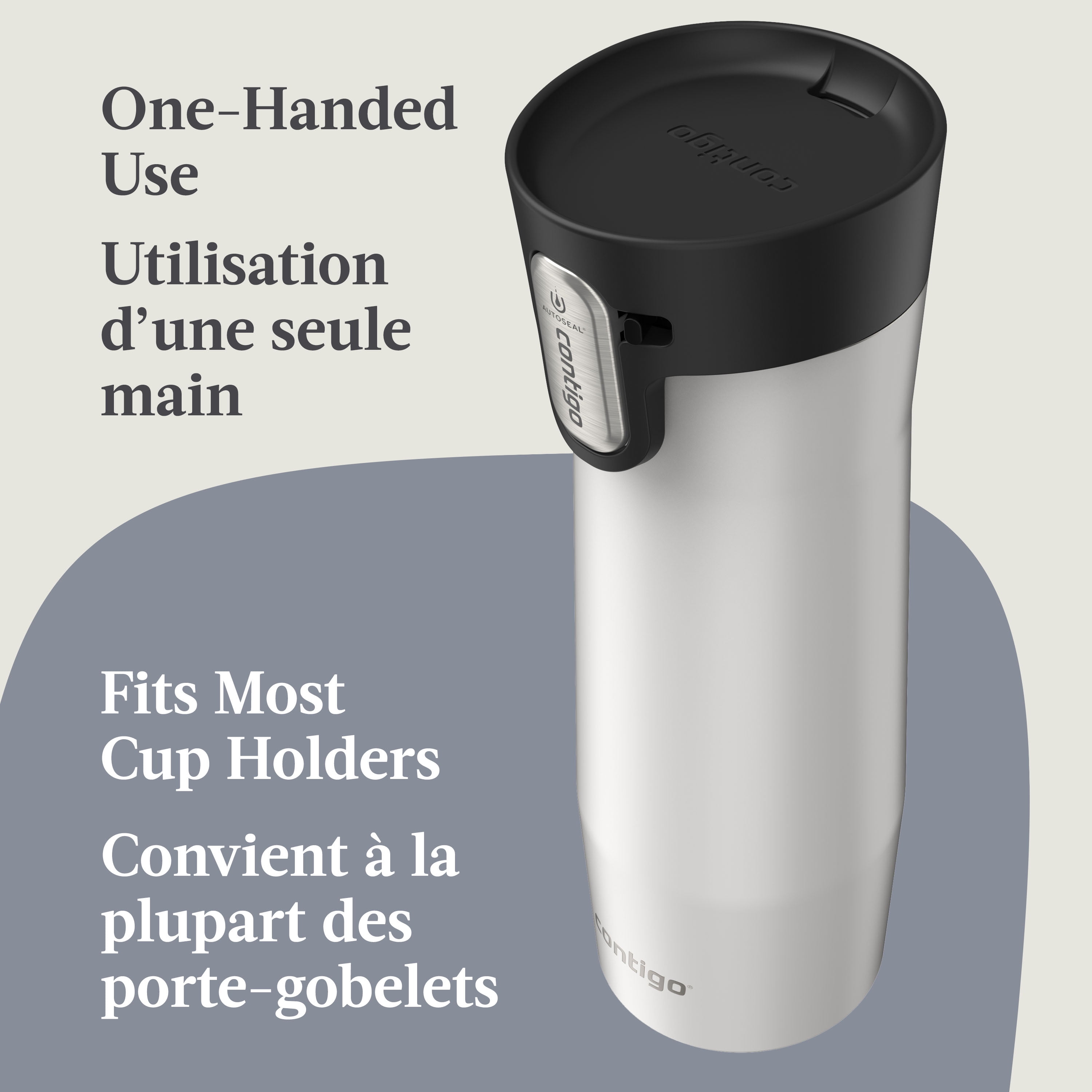 Contigo West Loop 3.0 Vacuum-Insulated Stainless Steel Travel Mug with AUTOSEAL Easy-Clean Lid, 20 oz (591 ml), Salt Frosted Pearl