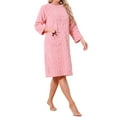 thumbnail image 4 of INSPIRE CHIC Womens Flannel Nightgown Fuzzy Fleece Sleepdress O Neck Pullover Winter Loungewear with Pocket S Pink, 4 of 6