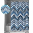 thumbnail image 4 of Northern Europe Shower Curtain, 36" x 72", Blue Geometric Wave Stripes Waterproof Bathroom Curtain Washable Shower Curtain Set with 12 Hooks, 4 of 6
