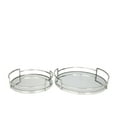 thumbnail image 6 of DecMode 19", 14"W Silver Stainless Steel Metal Mirrored Tray with Elevated Rim and Handles, 2-Pieces, 6 of 11