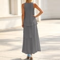 thumbnail image 4 of Women's Dress Sleeveless Fashion Women Solid Tiered Chiffon Casual Flowy A-Line Maxi Dress Gray M, 4 of 8