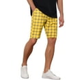 thumbnail image 5 of INSPIRE CHIC Plaid Shorts for Men's Flat Front Color Block Checked Shorts with Pockets 32 Yellow, 5 of 6
