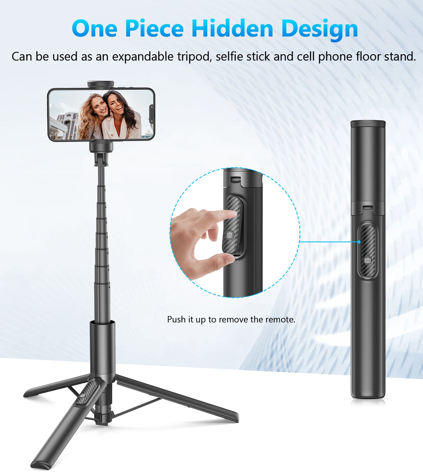 TONEOF 67" Selfie Stick Tripod for Phone 4"-7", Cellphone Travel Tripod Stand for Video Recording