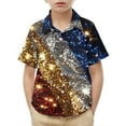 thumbnail image 2 of MKOSPLRT Kids American Flag Button Down Shirts 2-15 Years Short Sleeve Sparkly Party Shirts 4th of July Lounge T Shirts for Girl Boy, 2 of 9