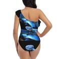 thumbnail image 5 of Easygdp Blue Viper Snake Women's One Shoulder Ruffle Monokini Bathing Suits with Removable Chest Pad, Quick Drying - X-Large, 5 of 8