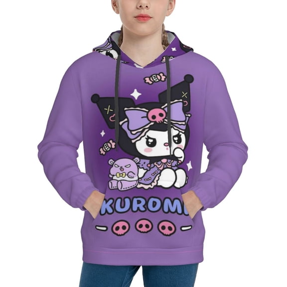 Sanrio Kuromi Kids' Hoodie 3d Print Sweatshirt Soft Pullover Hooded With Big Pockets Fans Gifts For Boys Or Girls X-Large