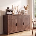 thumbnail image 4 of Poshby 47" Fluted Credenzas Sideboard Buffet Cabinet with 2 drawers, 3 Doors for Living Room, Walnut, 4 of 9