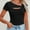 Black, variant on Womens Fashion Fall Clothes One Piece Cutout Tops short Sleeve Slim Fitted Shirts Tee Tshirts
