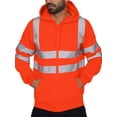 thumbnail image 1 of CVLIFE Men Coat Reflective Striped Sweatshirt Hooded Work Wear Open Front Hoodie Jacket Outdoor Outwear Orange XL, 1 of 5
