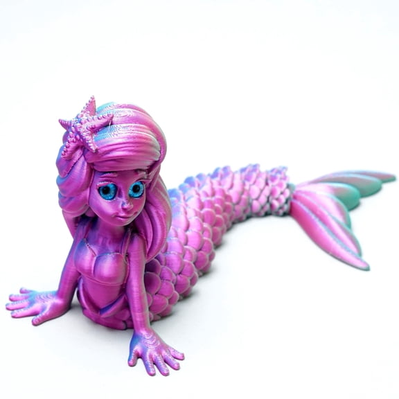 3D Printed mermaid,Flexible Joint Animal lacertid Figurines,Realistic Eyes, Home Office Decor,Fidget Toy for Adults Teens Boy Festival Gifts