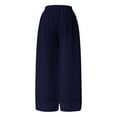 thumbnail image 5 of Rhuody Casual Plus Size Pants For Women Flowy Wide Leg Pants High Waisted Elastic Waistband Chiffon Trousers With Pockets Retro Clothing Dark Blue 3Xl, 5 of 5