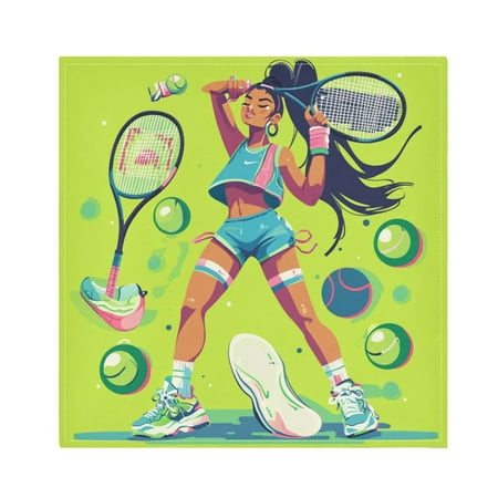 

Satin Polyester Napkins - 20x20 InchSingle-Sided Printed Napkins 1-Piece/4-Piece/6-Piece Set DIY Personalized Table Setting，Badminton Racket