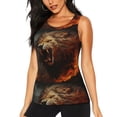 thumbnail image 1 of Fotbe Cool Flame Lion A Blusas Sin Mangas para Mujer – Estilo Casual, Corte Suelto, Slim-Fit, Cuello Redondo Deportivo, Tops de Verano para Gimnasio y Yoga-Small, 1 of 7