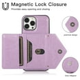 thumbnail image 3 of Feishell Crossbody Wallet Phone Case for Apple iPhone 16 Pro Max with Removable Shoulder Strap,for Women Girls,Magnetic Clasp Credit Card Slots PU Leather Kickstand Shockproof Phone Case,Purple, 3 of 9