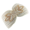 thumbnail image 4 of Women's Headband Hand Knitted Hair Band Head Wrap Earmuff w Flowers, Crystals & Lace, 4 of 12