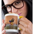 thumbnail image 2 of 3drose, Painted Bunting Adult Male Bathing, Rio Grande Valley, South Texas, 11oz Two-tone Yellow Mug, 2 of 6