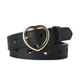 thumbnail image 2 of Women PU Leather Belt with Buckle Waist Strap Adjustable Waistband Heart Belt for Dress Decor Pants , black, 2 of 8