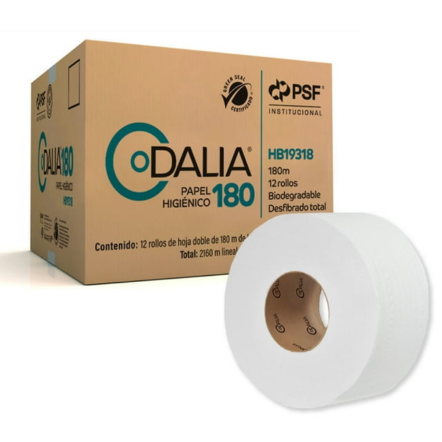 Papel Higiénico en Bobina 180 M. Dalia Caja con 12 rollos DALIA 180 M.