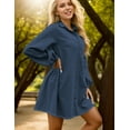 thumbnail image 2 of Zilcremo Women's Long Sleeve Babydoll Denim Dress Button Down Jean Shirt Dress with Pockets, 2 of 5