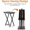 thumbnail image 5 of Portable TV Dinner 4-Pack Rectangular Folding Tray Table with Storage Rack, Black, 15" x 19" x 26", 5 of 7